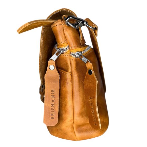 Epiphanie Camera Bag Sophia Leather Satchel Crossbody Camel Leather Studded - Picture 9 of 12